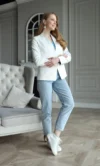 Женский пиджак белый WHITE CLASSIC хлопок/стройнит