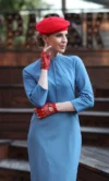Платье женское "Грань" офисное голубое